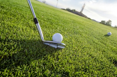 Golf bag on course